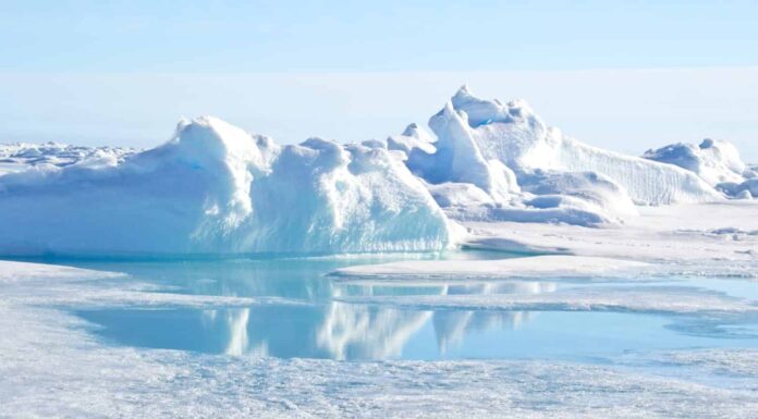 Cresta di pressione e acqua di fusione al Polo Nord geografico