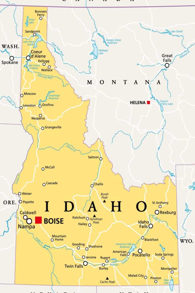 Mappa dell'Idaho 