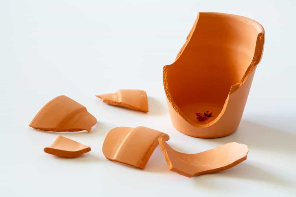 cocci di vaso di terracotta