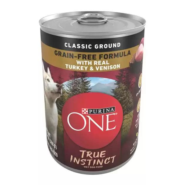Purina ONE SmartBlend True Instinct Classic macinato con vero cibo per cani in scatola di tacchino e cervo