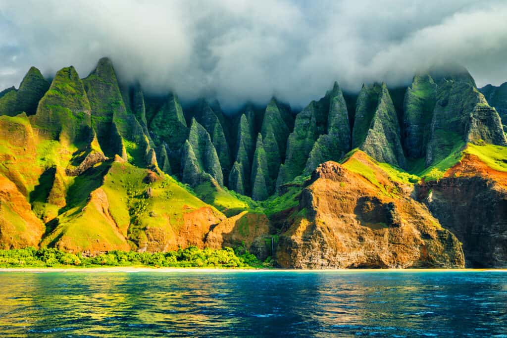 Na,Pali,Costa,,Kauai,,Hawaii,Vista,Da,Mare,Tramonto,Crociera
