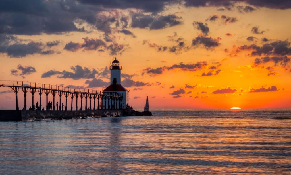 Lago Michigan, città del Michigan, Indiana
