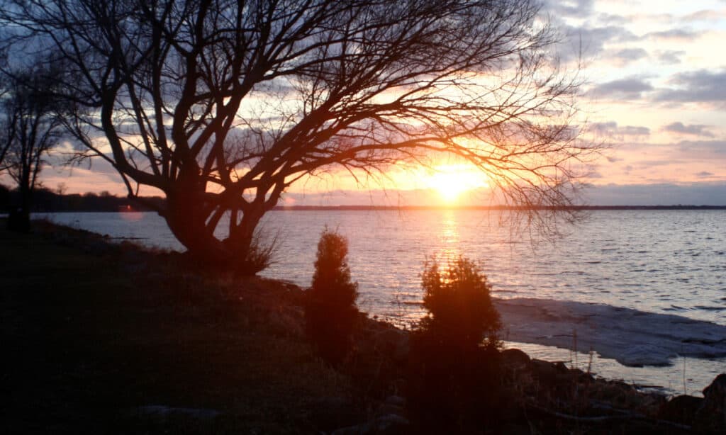 Tramonto sul lago Winnebago Wisconsin