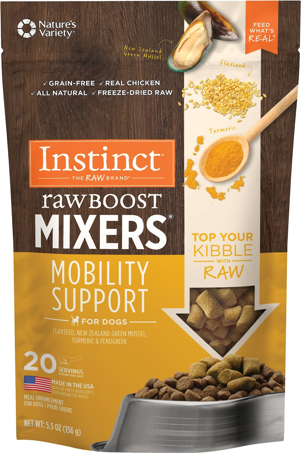 Instinct Crudo liofilizzato Boost Mixer Supporto per la mobilità Cibo per cani Topper