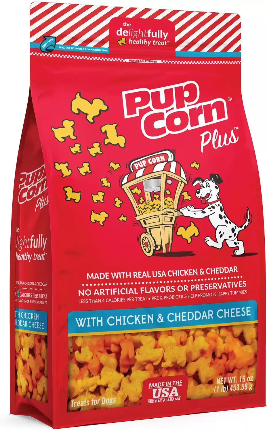 PupCorn Plus Dolcetti per cani con pollo e formaggio cheddar