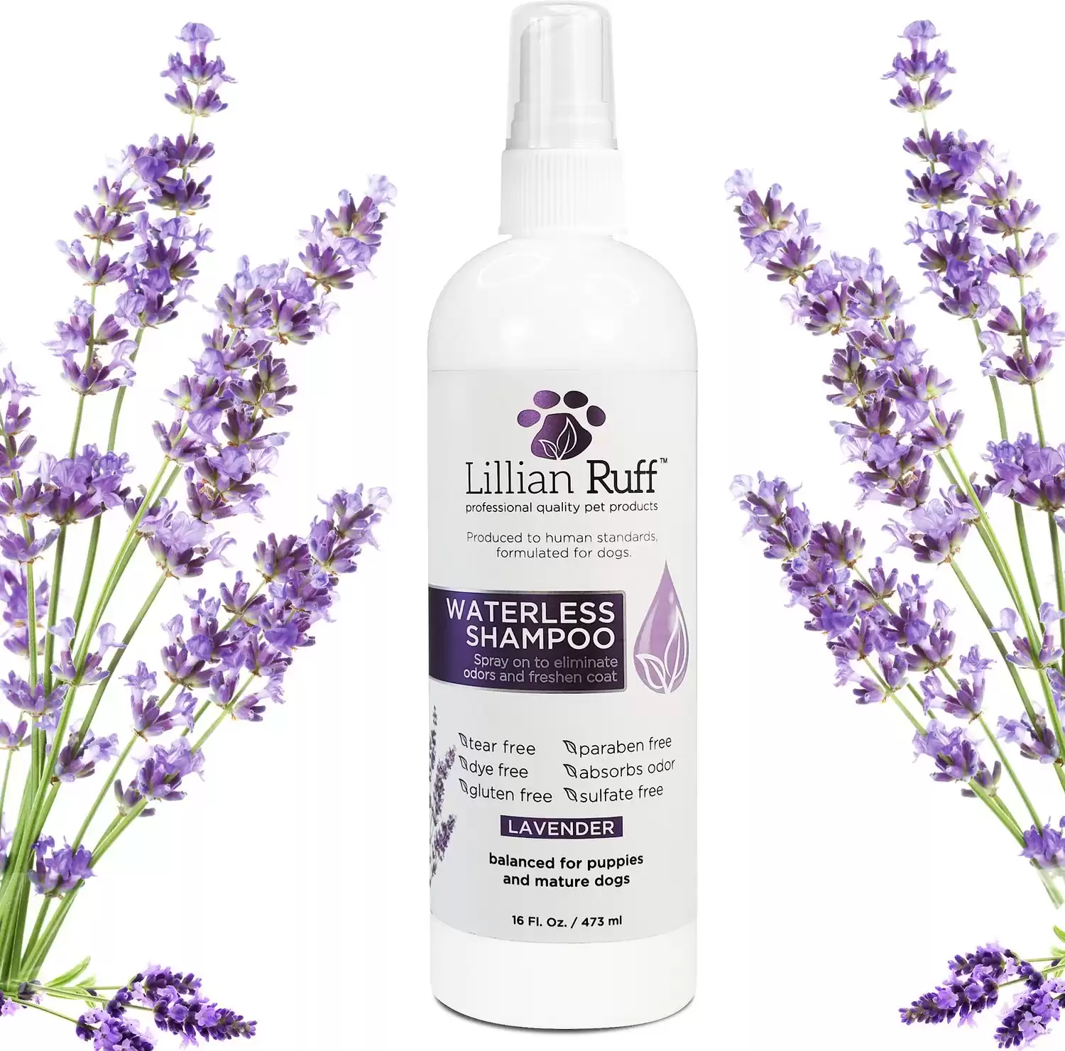 Shampoo per cani e gatti alla lavanda senza acqua Lillian Ruff