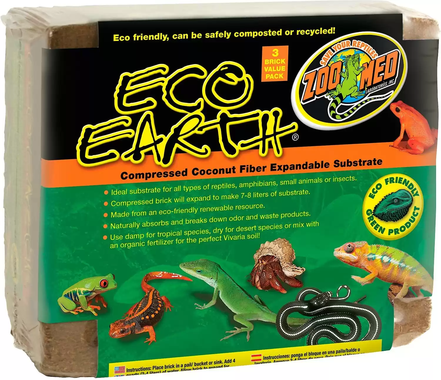 Substrato per rettili espandibile in fibra di cocco compressa Zoo Med Eco Earth