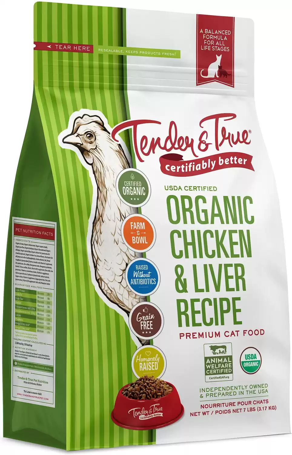 Cibo per gatti biologico tenero e genuino