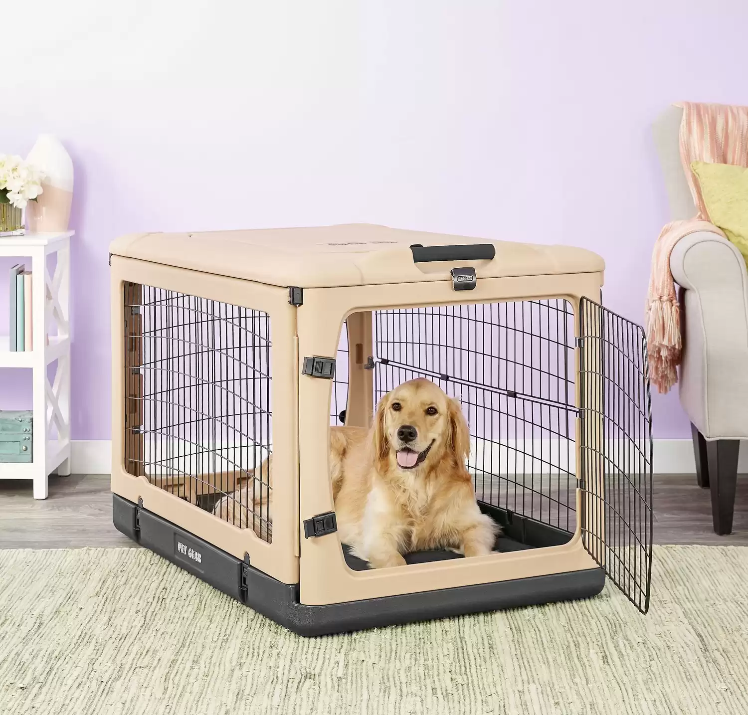 Gabbia per cani in filo metallico per animali domestici e imbottitura in pile
