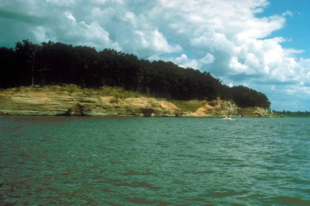 Il lago Iowa della roccia rossa