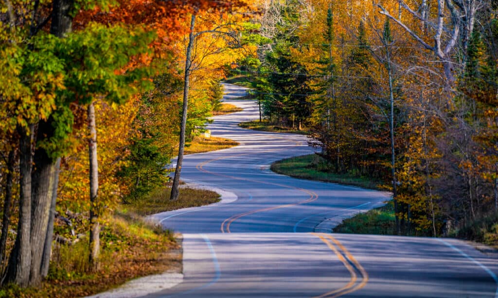 Wisconsin, Natura, Autunno, Contea di Door, Strada tortuosa