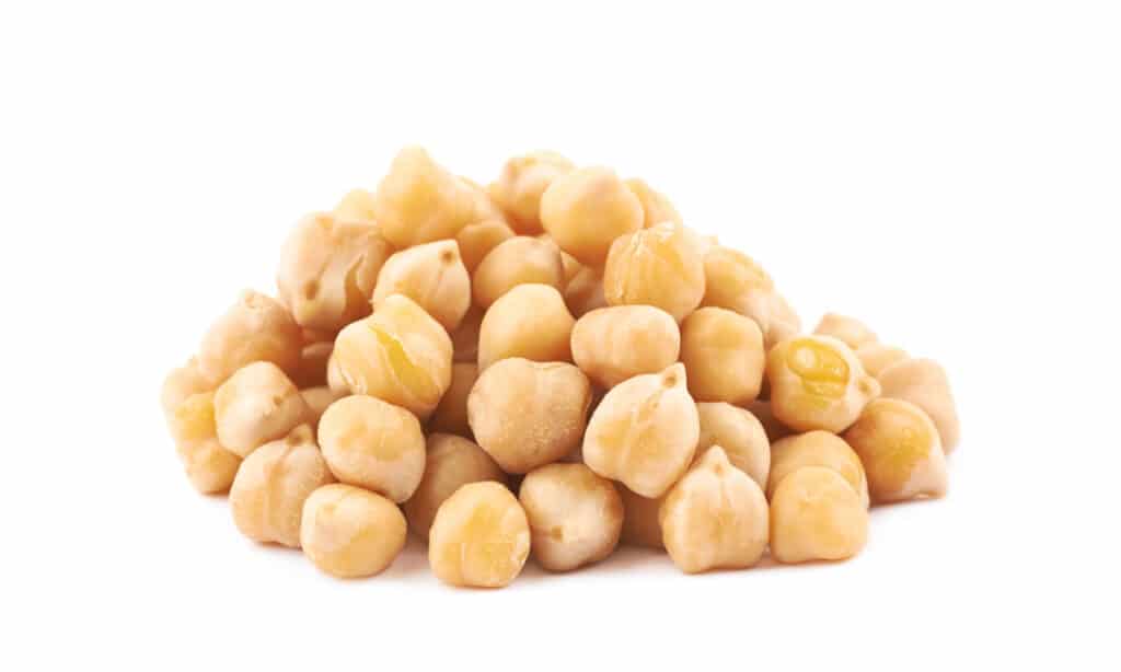 Ceci cotti su uno sfondo bianco