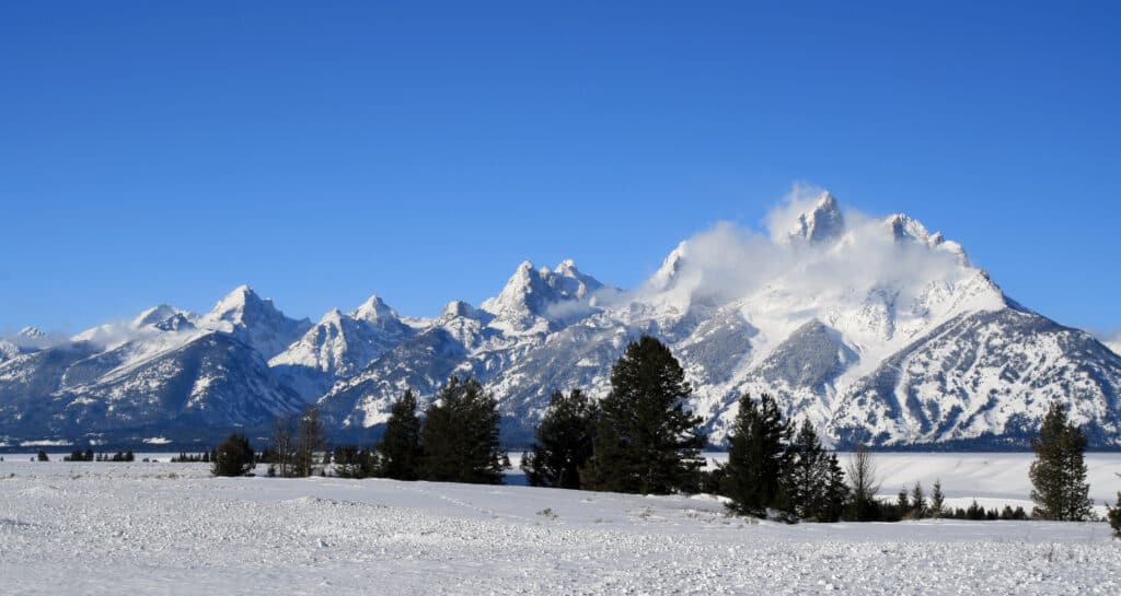 Picchi di Grand Tetons nel Parco nazionale di Grand Tetons, Wyoming 