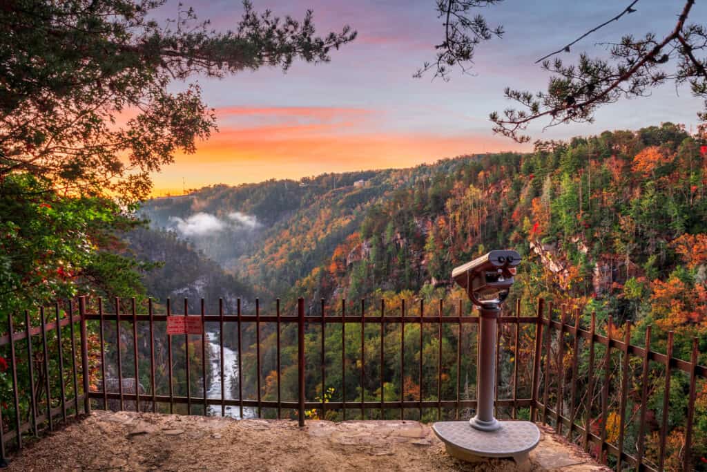 Colori autunnali panoramici che si affacciano sulla gola di Tallulah