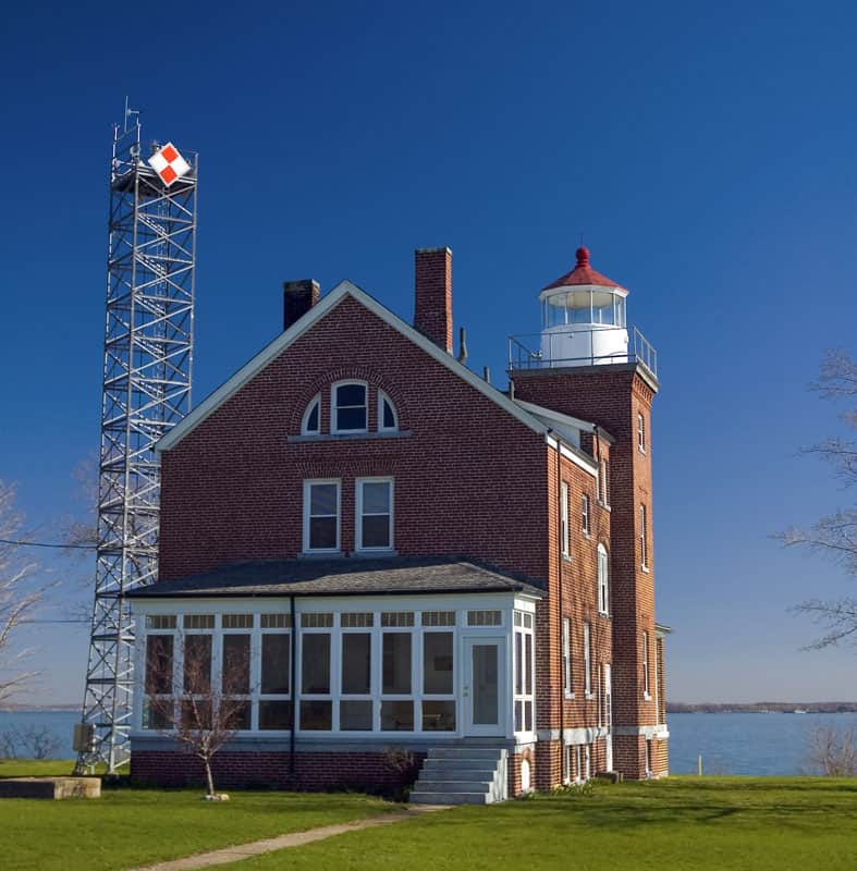 Faro, blu, mattone, casa di mattoni, esterno di un edificio