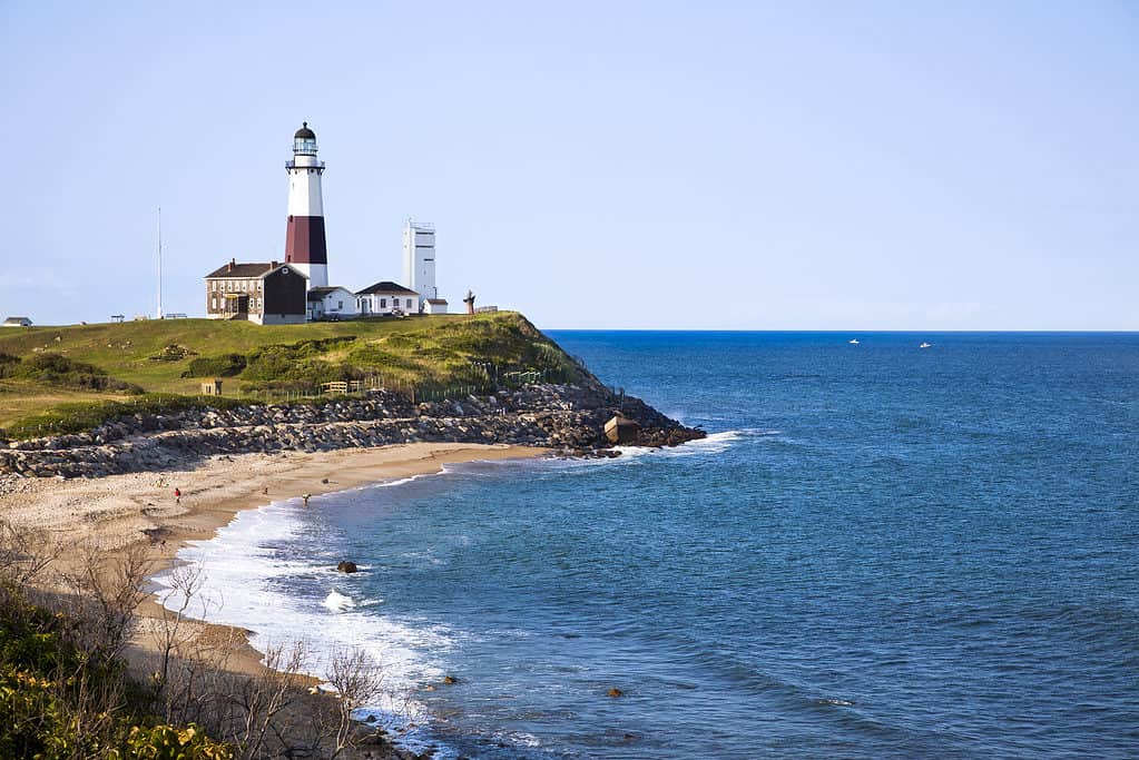 Bellissimo faro di Montauk a Long Island, New York