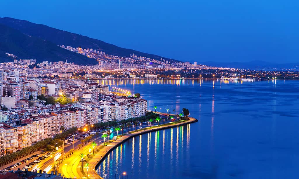 Izmir, Città, Lungomare, Notte, Mare