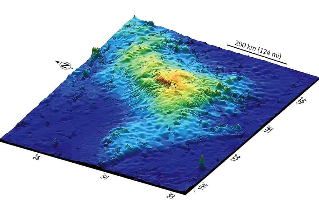 Tamu Massif, il vulcano più grande della Terra, a circa 1.000 miglia a est del Giappone