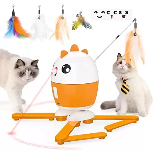 Giocattolo di piume di gatto laser automatico 2 in 1