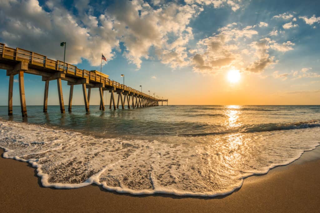 Venice Pier, Florida, al tramonto sul Golfo del Messico