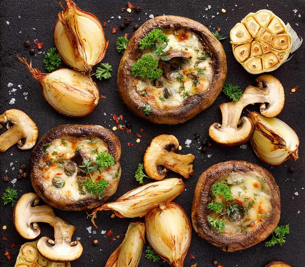 funghi stufati alla Portobello