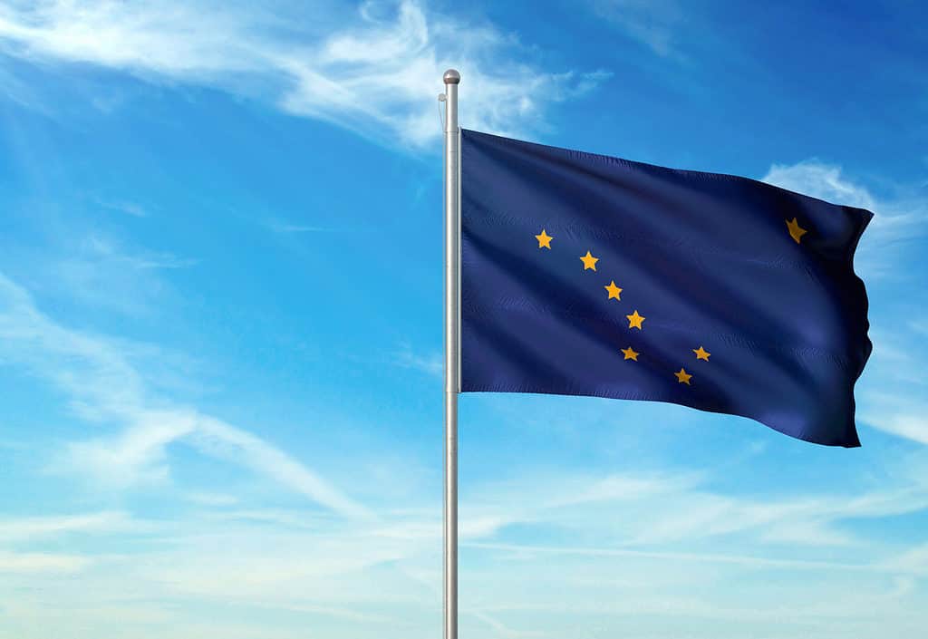 Bandiera dell'Alaska che ondeggia nel vento