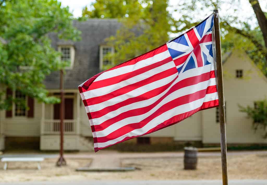 Bandiera della Grand Union a Williamsburg, Virginia, USA