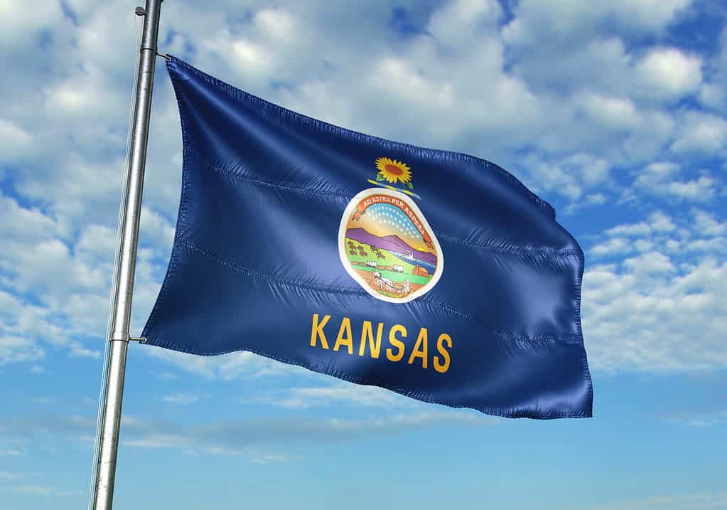 Bandiera del Kansas che ondeggia nel vento