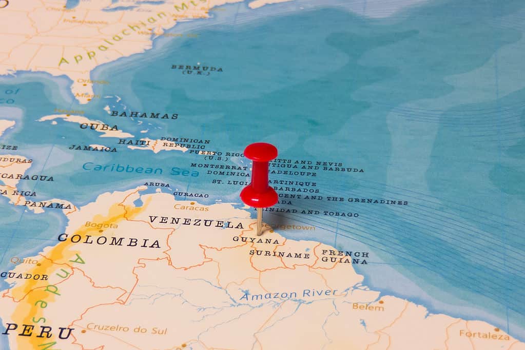 Mappa che mostra la Guyana