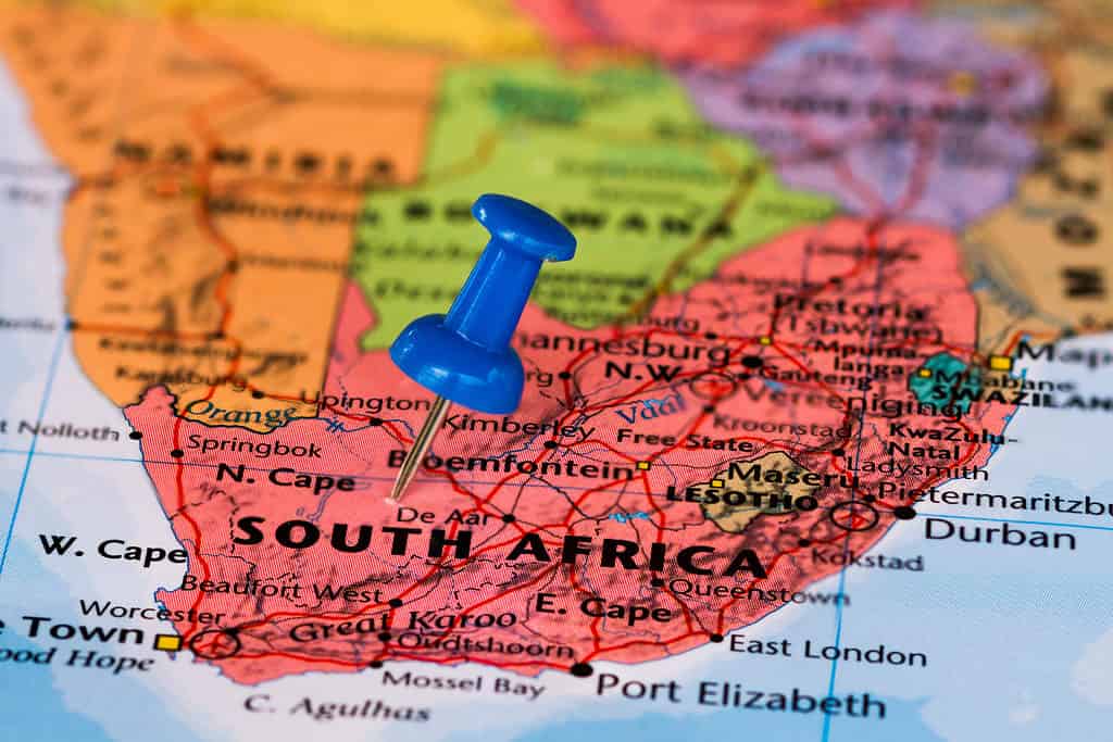 Mappa del Sud Africa