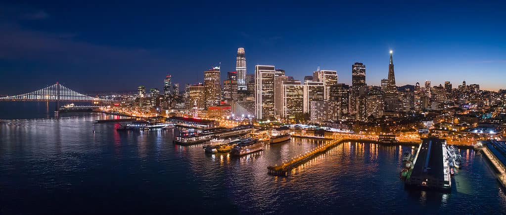 Vista aerea della baia di San Francisco