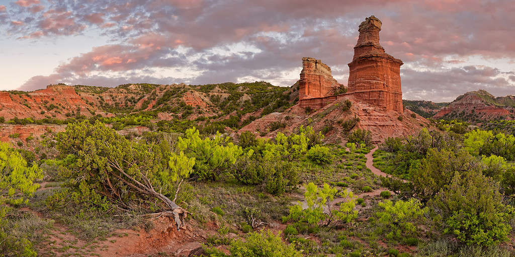 Tramonto su Lighthouse Rock - Palo Duro Canyon State Park - Texas Panhandle
