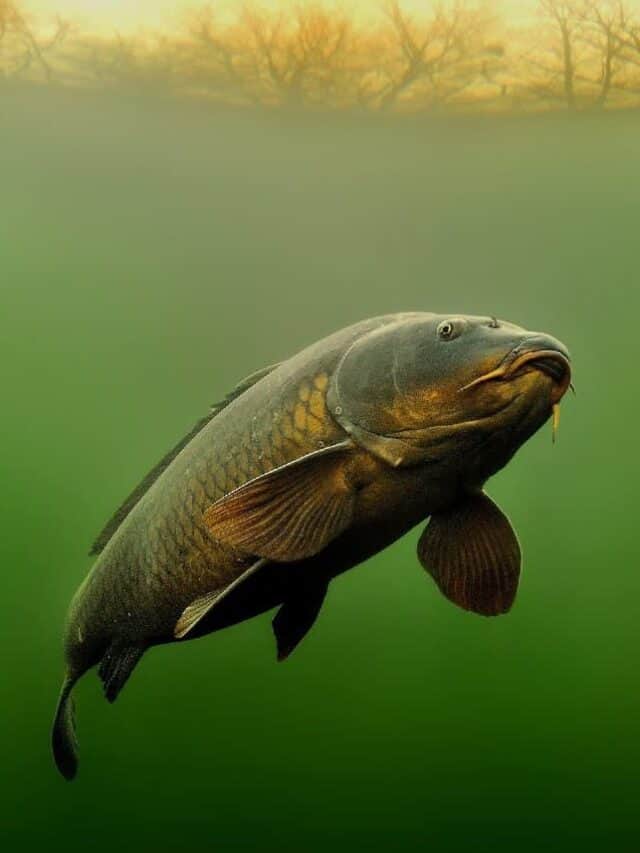 Comune,Carpa,(cyprinus,Carpio),Sotto,Acqua,Con,Bello,Sfondo.