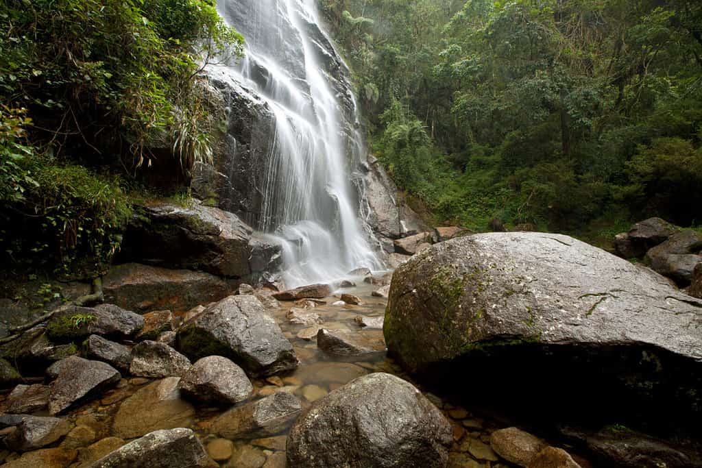 Cascata del velo della sposa, al Parco Nazionale Itatiaia, nelle montagne Mantiqueira, la prima area di conservazione federale, creata nel 1937 - Itatiaia, Rio de Janeiro, Brasile