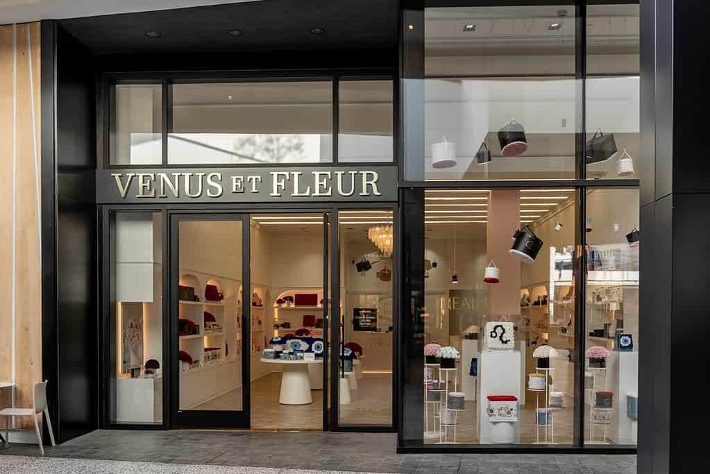 Un negozio Venus et Fleur al centro commerciale Westfield Century City a Los Angeles, California, USA.