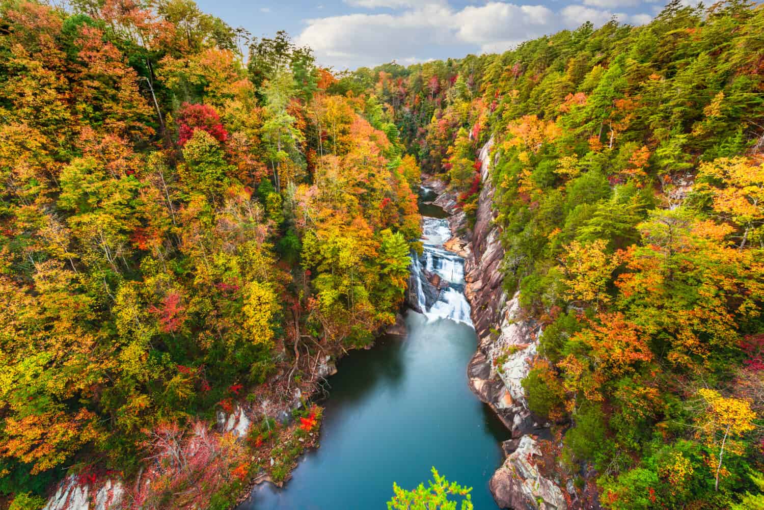 Tallulah Falls, Georgia, Stati Uniti d'America affacciato su Tallulah Gorge nella stagione autunnale.