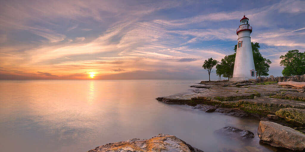 Il faro di Marblehead sul bordo del lago Erie in Ohio, USA