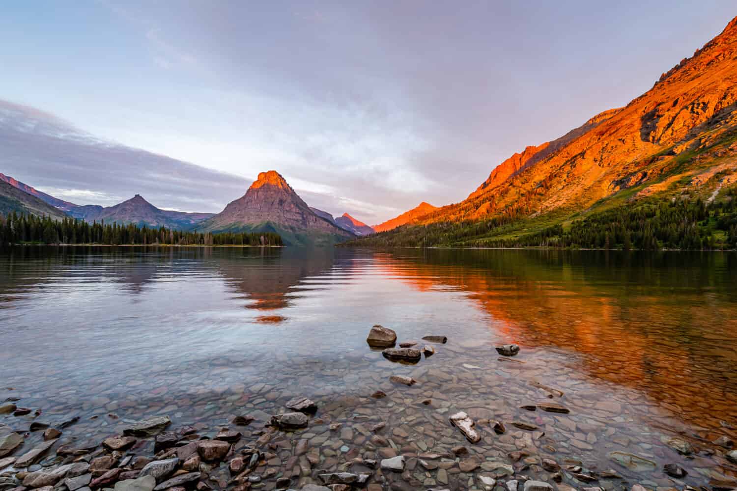 Alba da Two Medicine Lake, ghiacciaio
