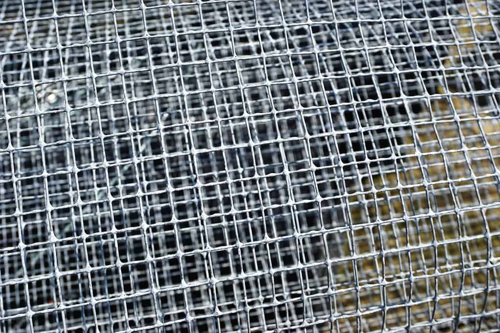Macro di tessuto hardware - schermo metallico con griglie da 0,25 pollici. 