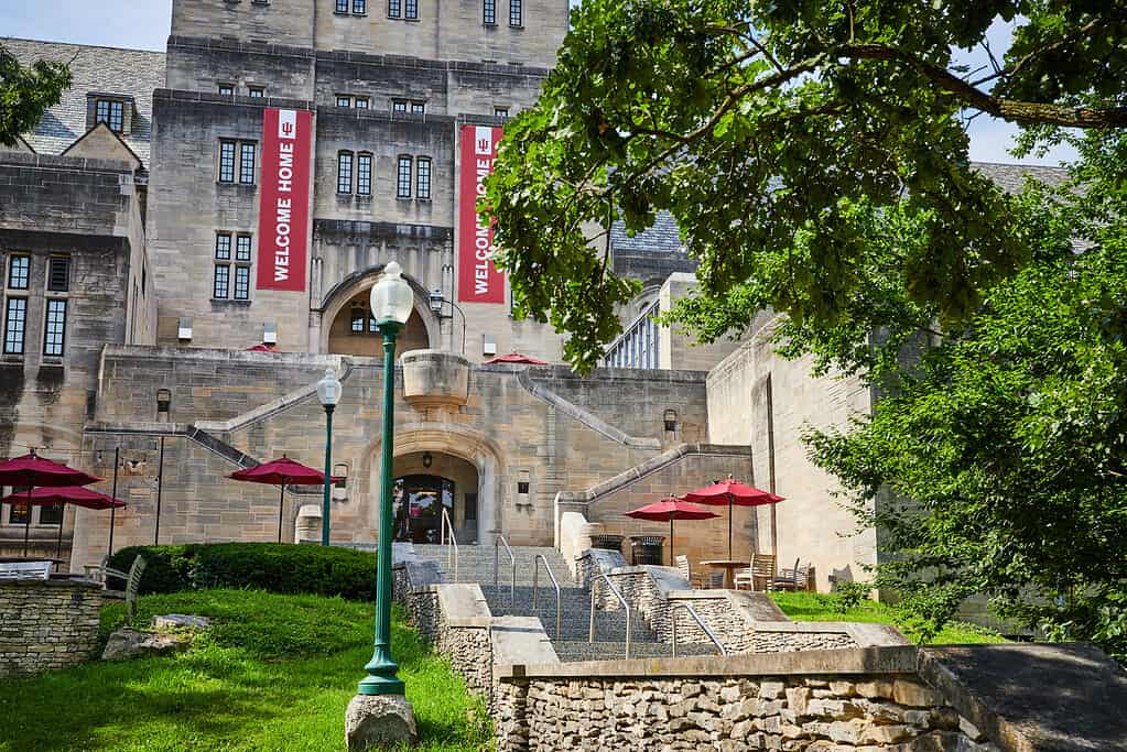 Esterno della libreria dell'Università dell'Indiana a Bloomington