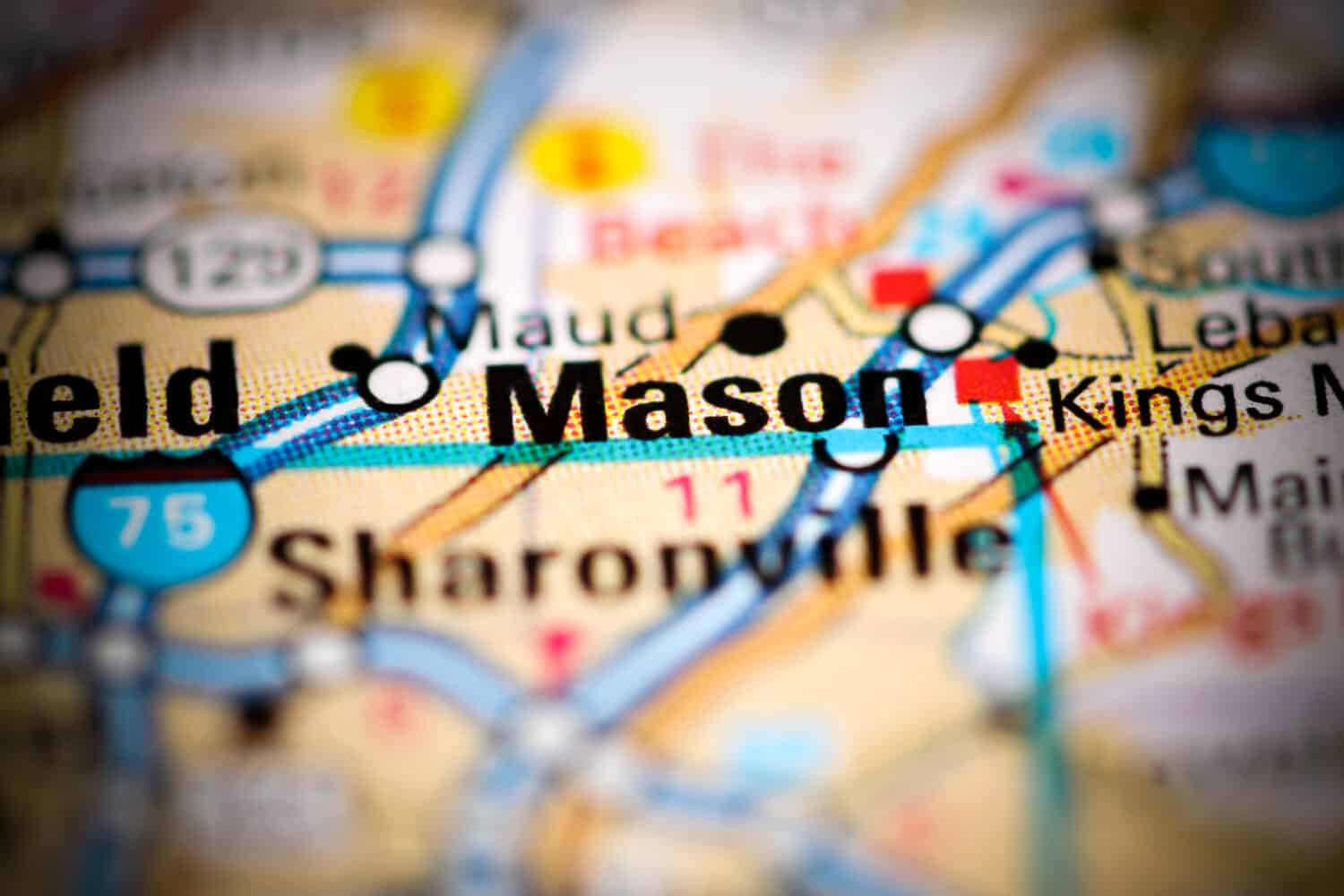 Muratore.  Ohio.  Stati Uniti su una mappa geografica
