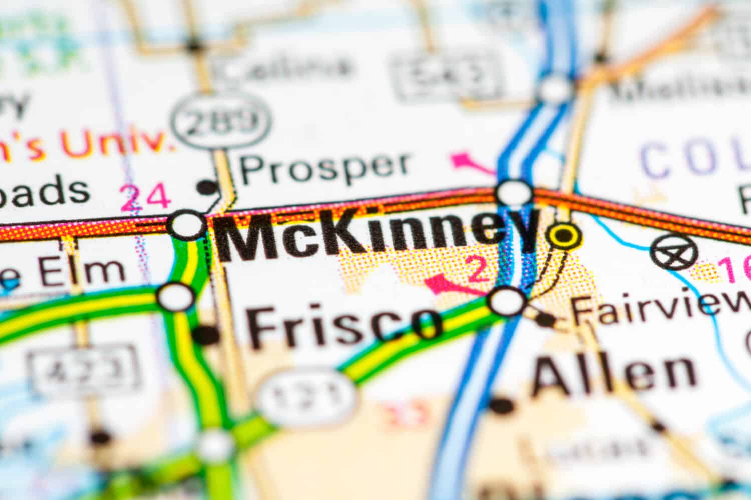 McKinney.  Texas.  Stati Uniti su una mappa
