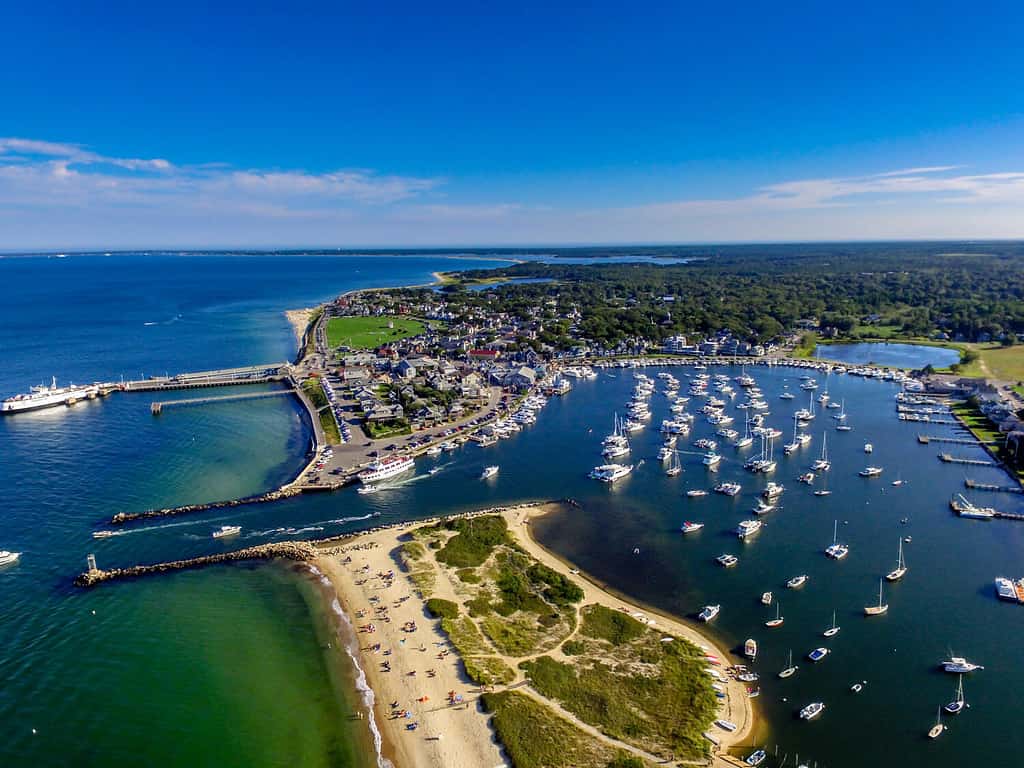 Oak Bluffs, Martha's Vineyard, ripresa da un drone