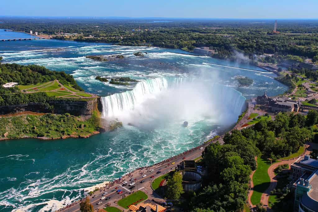 La vista della caduta a ferro di cavallo, Cascate del Niagara, Ontario, Canada
