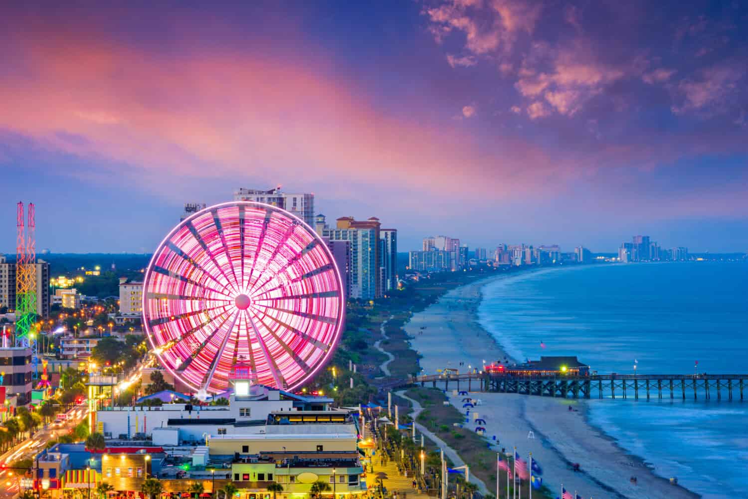 Orizzonte della città di Myrtle Beach, Carolina del Sud, Stati Uniti d'America.