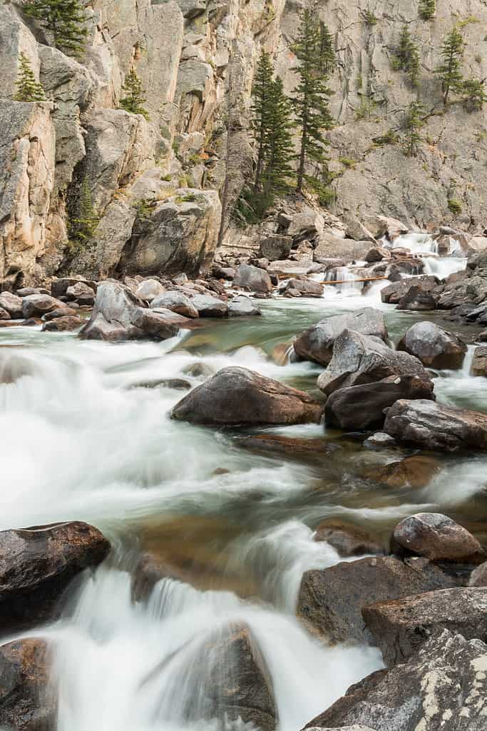 Il fiume Stillwater nella regione selvaggia di Beartooth-Absaroka, Montana