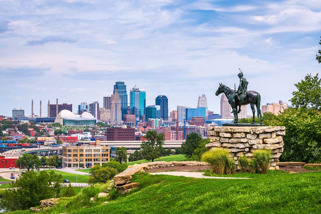 Orizzonte del centro di Kansas City, Missouri, Stati Uniti.