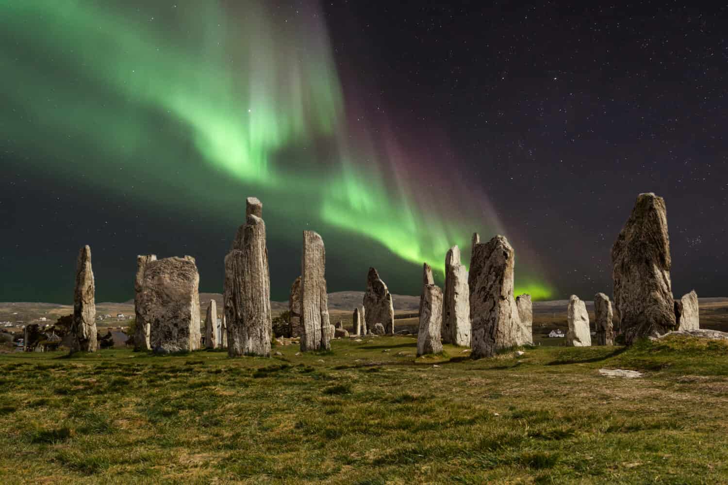 Aurora boreale sulle pietre di Callanish