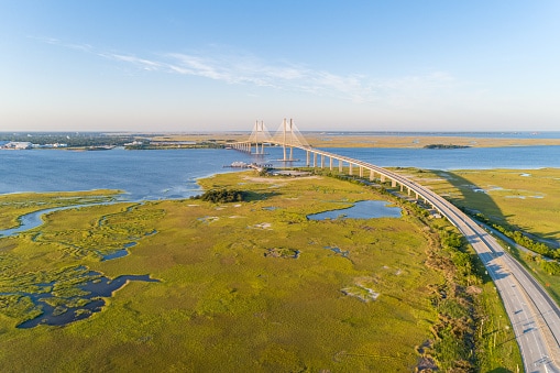 Veduta aerea del ponte di Brunswick, Georgia