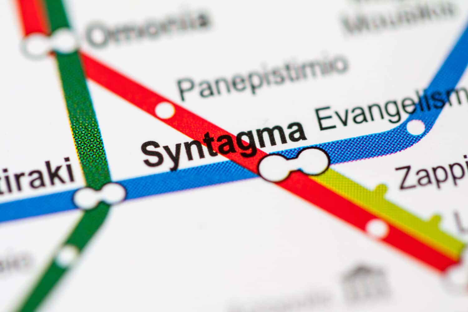 Stazione Sintagma.  Mappa della metropolitana di Atene.